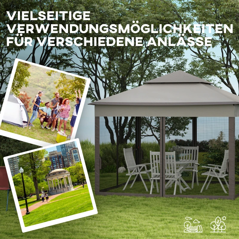 Outsunny Faltpavillon mit Seitenwänden Grau 3,25 x 3,25 x 2,7 m