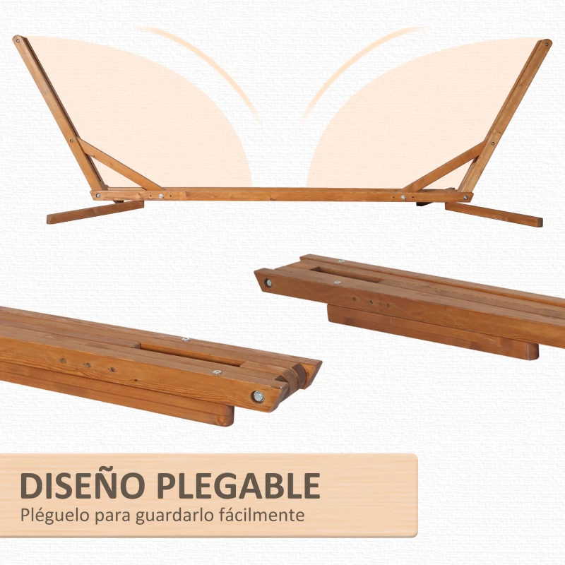 Outsunny Soporte para Hamaca de Madera Plegable Ajustable de 3 Niveles Estructura para Hamaca 217-380 cm de Longitud Carga Máx. 150 kg para Jardín Terraza 388x120x89 cm Teca