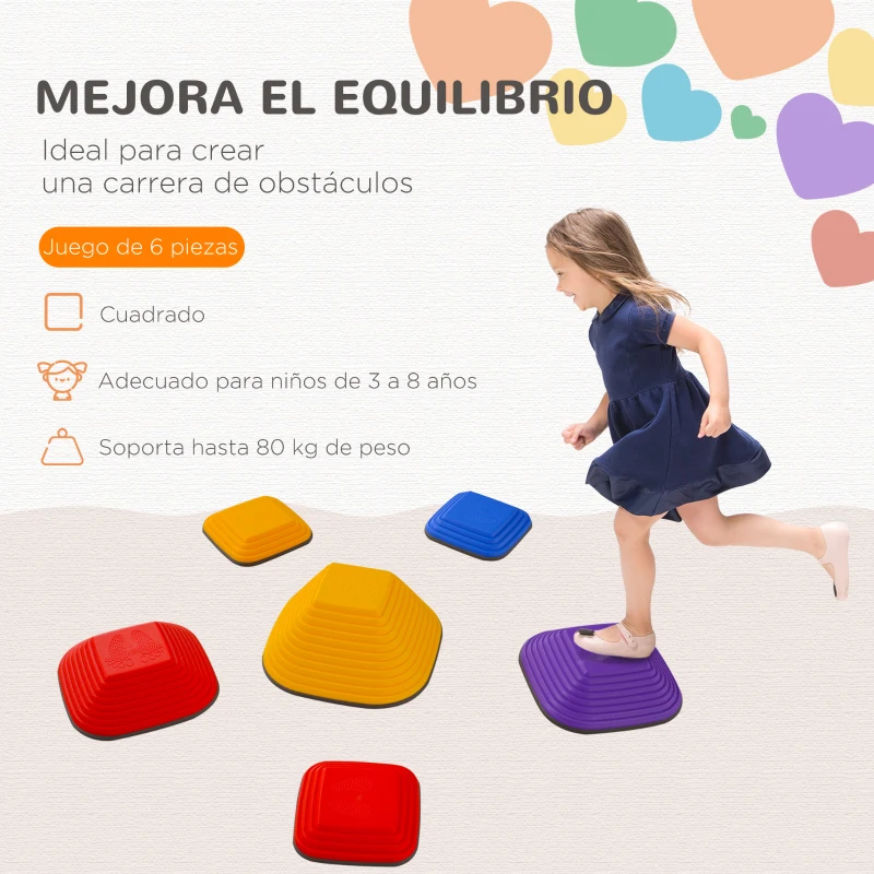 AIYAPLAY Conjunto de Piedras de Equilibrio para Niños Apilables de 6 Piezas Antideslizantes para Interior y Exterior Multicolor