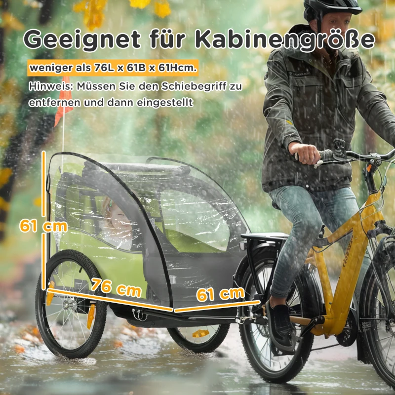 HOMCOM Regenschutz für Kinderfahrradanhänger, mit Fenster, 76 x 61 x 61 cm, transparent