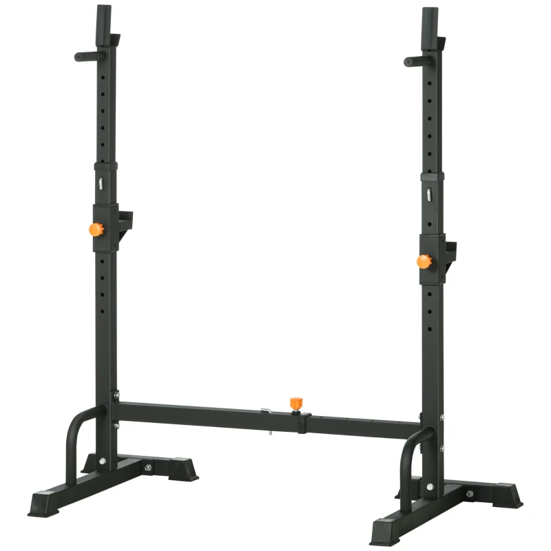 HOMCOM Porta Bilanciere Regolabile con Supporti per Dip Station e Push Up, 111-151x69x120-150 cm, Nero