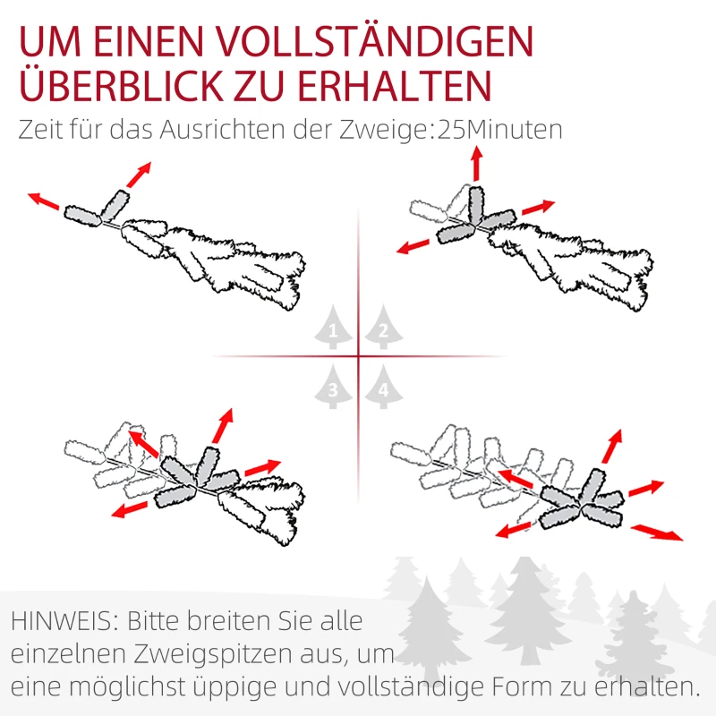 HOMCOM Künstlicher Weihnachtsbaum, schlanke Form, Kunstschnee, dreiteilig, flammhemmend, Metallfuß, 180 cm, Grün