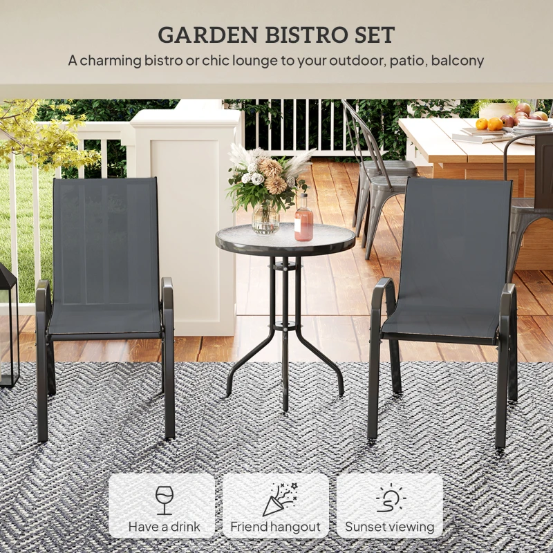 Outsunny Three-Piece Outdoor Garden Set - Grey