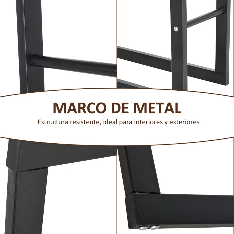 HOMCOM Soporte para Leña de Metal Estante de Leña Leñero de Exterior para Interior y Exterior Carga 100 kg 40x25x150 cm Negro