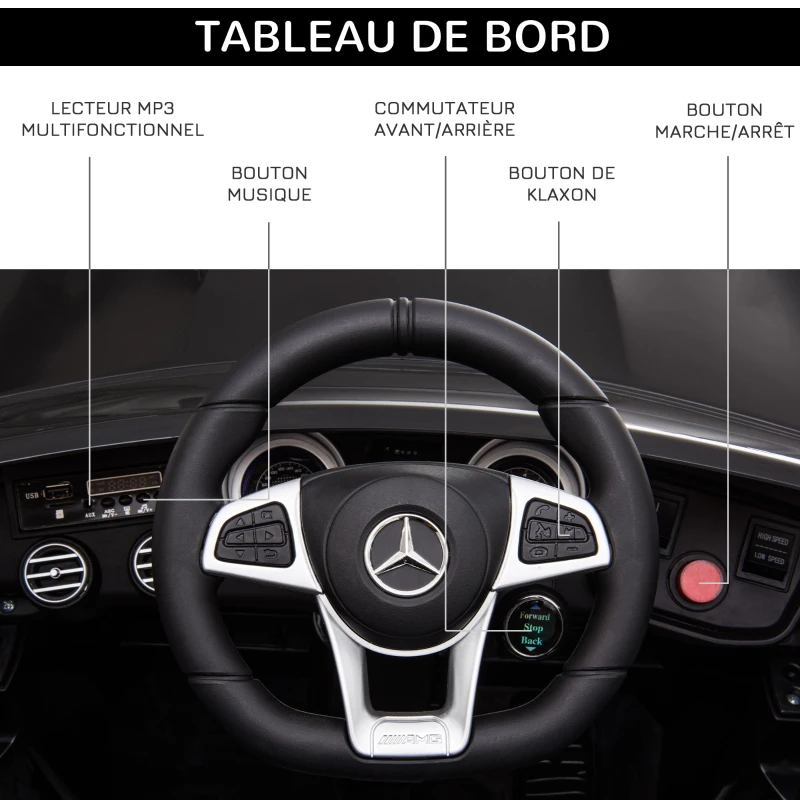 HOMCOM Voiture véhicule électrique Enfants 12 V 35 W V. 3-5 Km/h télécommande Effets sonores + Lumineux Noir Mercedes GLC AMG(m-8)