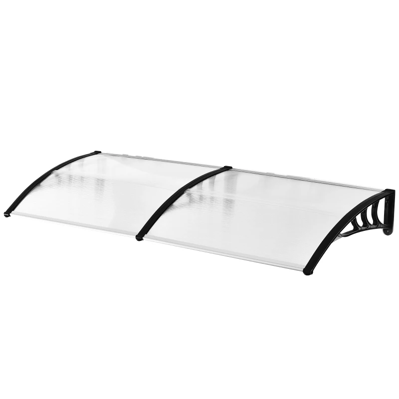 Outsunny Front Door Canopy Outdoor Awning Aluminium Rigid Plastic Polycarbonate Rain Shelter UV Water Rain Resistant 75 x 195 cm White
