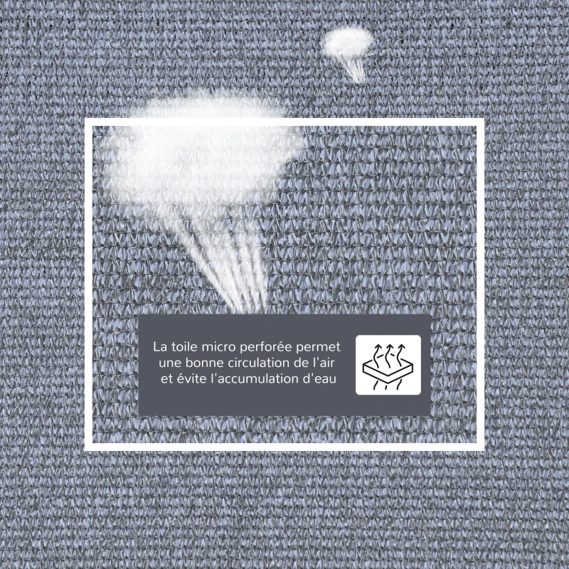 Outsunny Voile d'ombrage rectangulaire 6 x 4 m polyéthylène Haute densité Protection UV Avec sac de rangement - Coloris gris