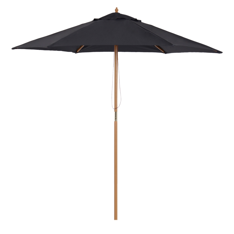 Outsunny Parasol de jardin extérieur parasol droit double toit Hexagonal Grande Taille de Jardin Ø 2,5 x 2,3H m Bois de Bambou Noir