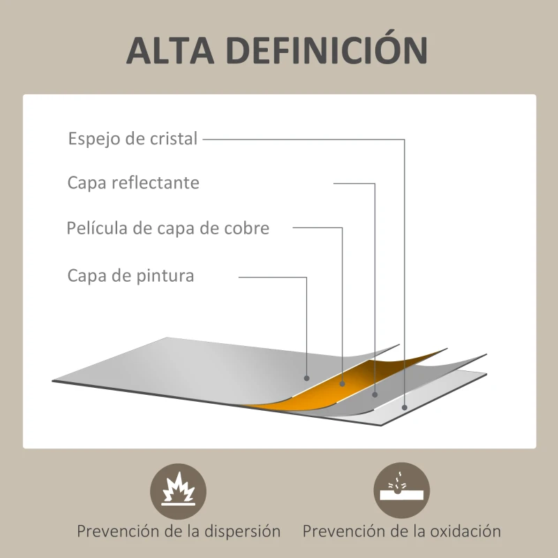 HOMCOM Espejo Rectangular de Baño 50x70 cm Espejo de Pared Decorativo para Salón Entrada Pasillo Horizontal o Vertical Blanco