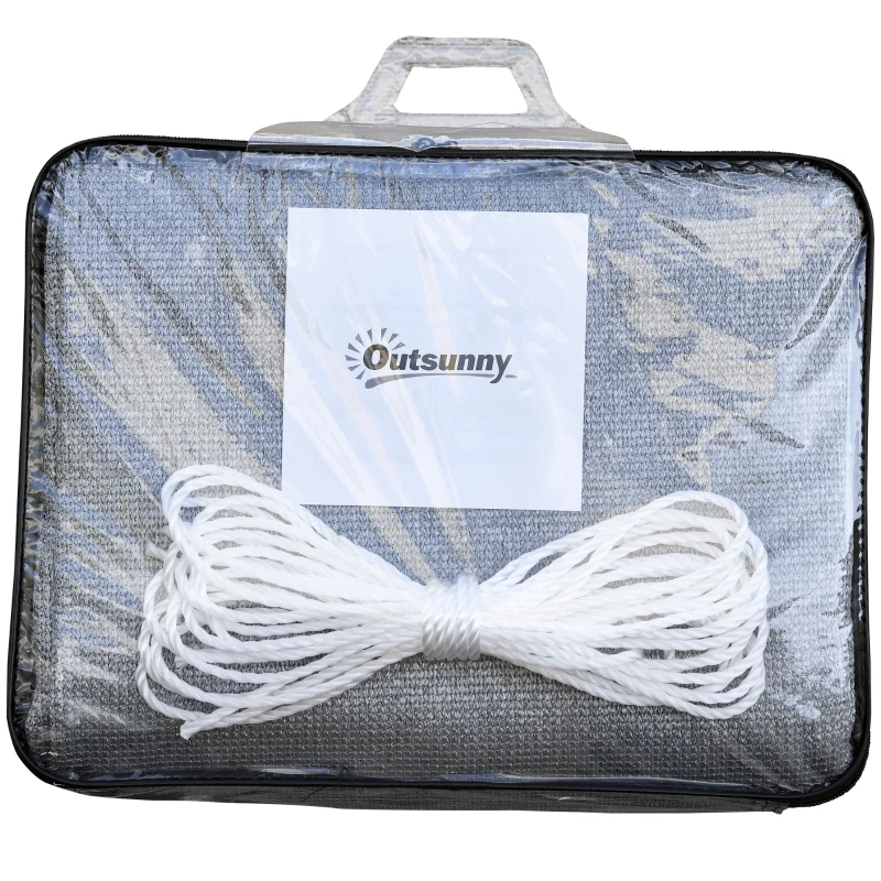 Outsunny Voile d'ombrage rectangulaire 6 x 4 m polyéthylène Haute densité Protection UV Avec sac de rangement - Coloris gris