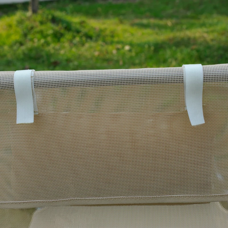 Outsunny Set 2 Lettini Prendisole Pieghevoli con Schienale Reclinabile a 4 Livelli, Metallo e Tessuto a Rete, Beige