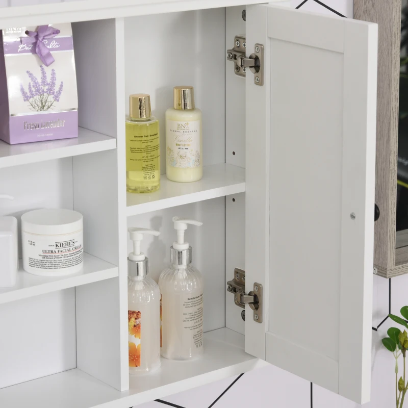 HOMCOM Armadietto 3 Ripiani Anta Design Moderno Salvaspazio da Parete Bagno e Cucina Legno 53x14,5x50.5cm Bianco