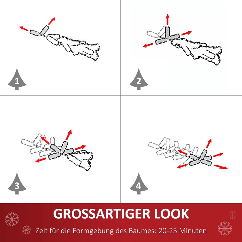 HOMCOM Künstlicher Weihnachtsbaum 1,5 m Christbaum Schnee getaucht Design Tannenbaum 378 Äste flammhemmend PVC Dunkelgrün Ø75 x 150 cm