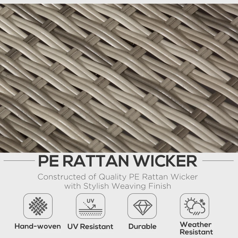 Outsunny 4 PCs Rattan Garden Furniture Outdoor Sectional Corner Sofa and Coffee Table Set  Conservatory Wicker Weave Furniture with Armrest and Cushions - Light Grey