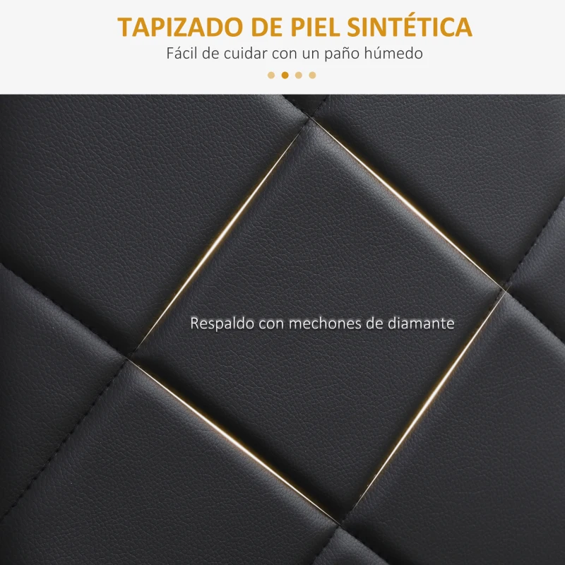 HOMCOM Set de 4 Sillas de Comedor Tapizadas de Piel Sintética con Respaldo Alto y Patas de Metal 41x50x97 cm Negro