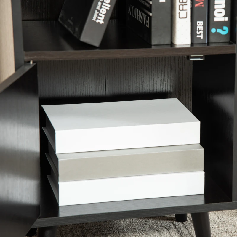 HOMCOM Estantería para Libros con 3 Estantes Abiertos y Cajón Librería Moderno para Almacenamiento Juguetes 40x30x129,5cm Negro