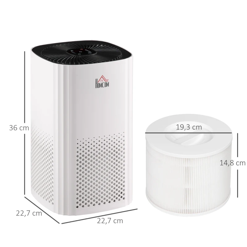 HOMCOM Purificateur d'air + Filtre pour purificateur d'air - Ioniseur, CADR 225m³/h, minuterie - filtration en 3 étapes