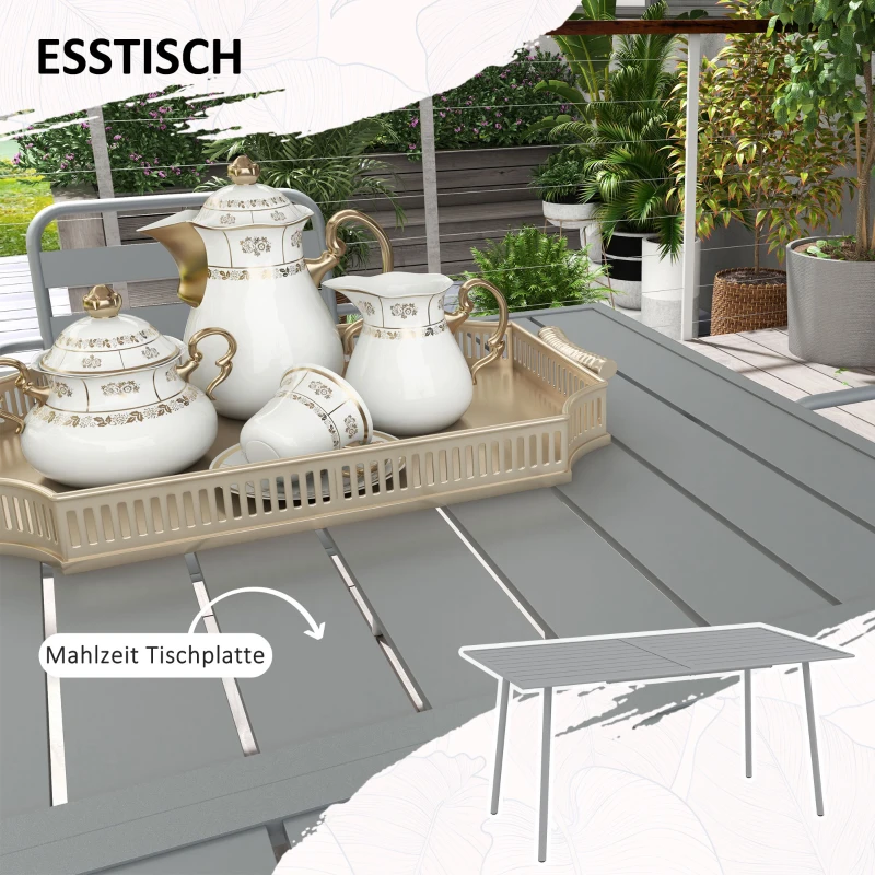 Outsunny Gartensitzgruppe Outdoor-Sitzgruppe Gartensitzgruppe, wetterbeständig, 150 x 80 x74 cm, Hellgrau