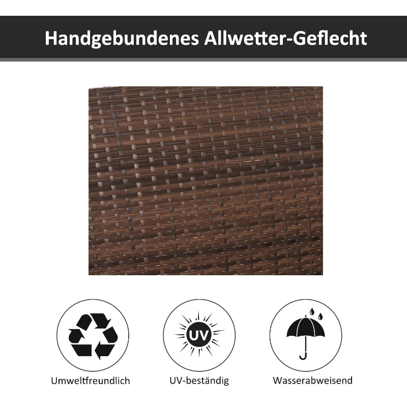 Outsunny Hängebank 2-Sitzer Rattan Gartenschaukel mit Sitzkissen Hängeschaukel Hollywoodschaukel Schaukelbank Gartenbank Braun 127 x 65 x 60 cm