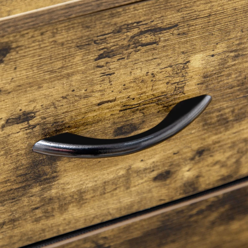 HOMCOM Meuble de rangement commode style industriel 6 tiroirs pliables 2 étagères acier et bois 84 x 30 x 92 cm