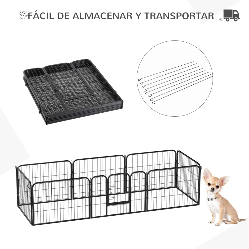 PawHut Recinto Recinzione box per Animali Cani Gatti Cuccioli Roditori Rete Gabbia di Ferro per Esterno Giardino 80x60cm 8pz