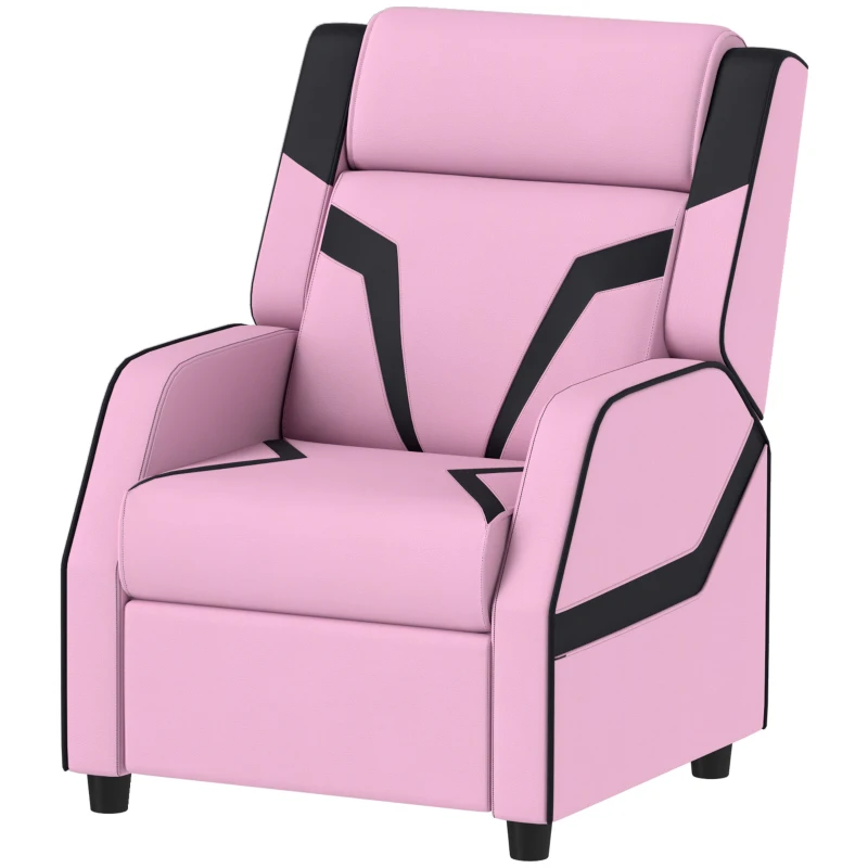 AIYAPLAY 2 in 1 Kids Chair Recliner with Backrest, Armrest, Footrest, PU Leather, for 3-9 Years Old, Pink