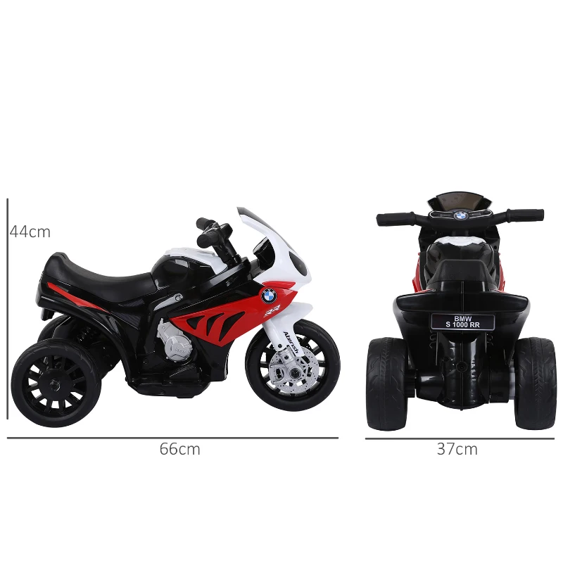 HOMCOM Moto Eléctrica para Niños de 18-36 Meses con Licencia BMW S1000RR con Velocidad 2,5 km/h Carga 20 kg 66x37x44 cm Rojo(m-3)