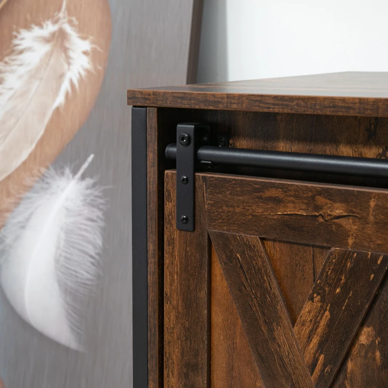 HOMCOM TV-Bank TV-Schrank mit Schiebetüren im Industrial Design 120 x 40 x 54cm Braun+Schwarz