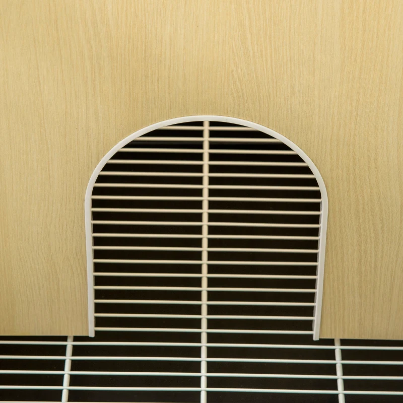 PawHut Rabbit Hutch, with Wheels, Removable Tray, Openable Roof, for 1-2 Rabbits - Oak Tone