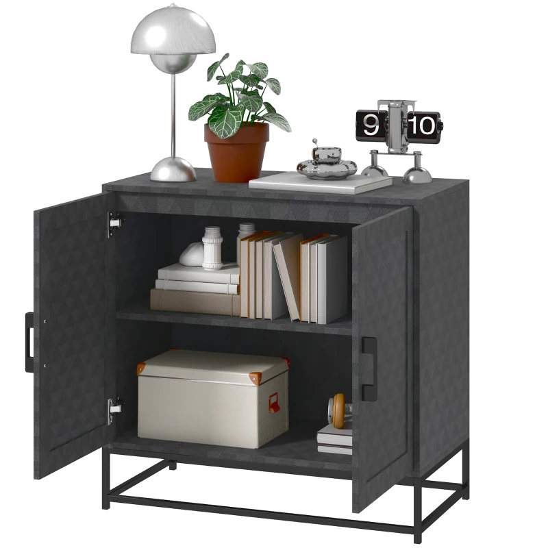 HOMCOM Modern Sideboard, Freestanding Sideboard Storage Cabinet with Adjustable Shelf and 2 Doors for Living Room, Black