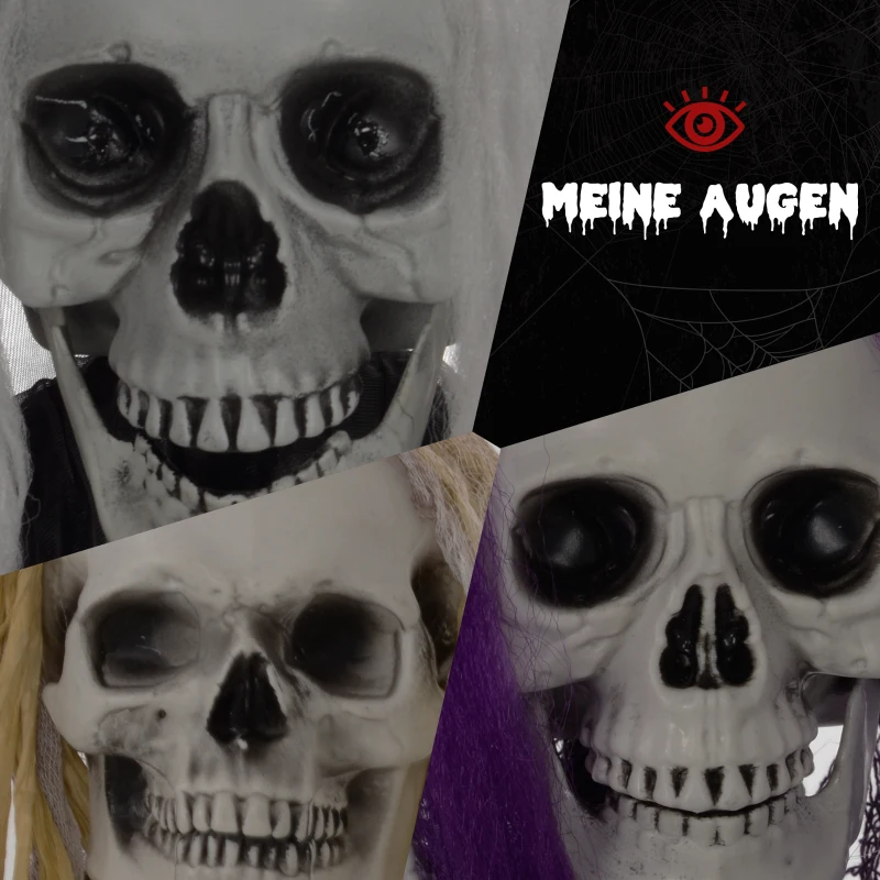 HOMCOM Hängende Skelett-Geister, 3er Set, Halloweendeko, verstellbare Arme, 90/110/200cm