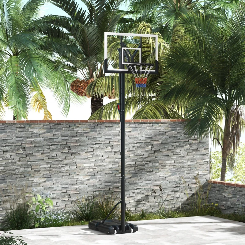 SPORTNOW Six-Level Height Adjustable Freestanding Basketball Hoop and Stand with Wheels, 2.35-3.05m