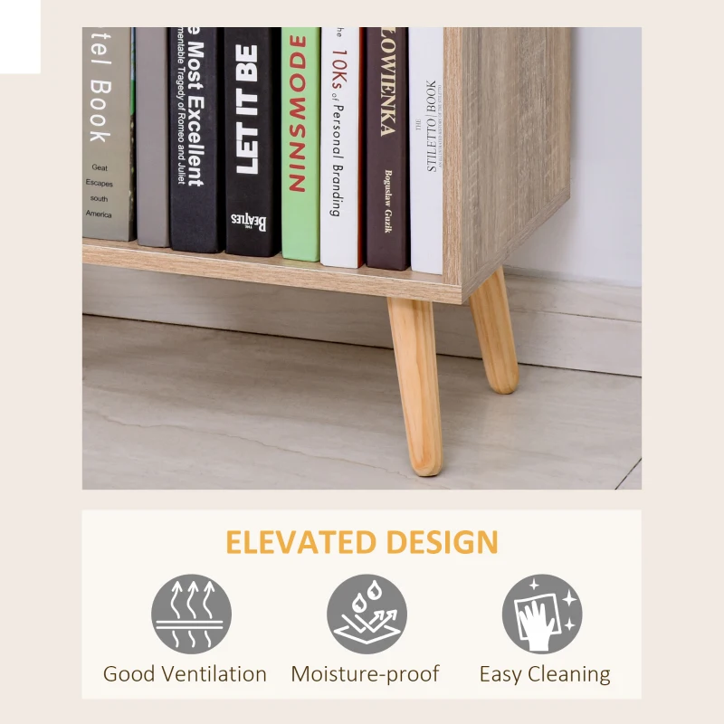 HOMCOM Freestanding Bookshelf Living Room Bookcase Storage Cabinet with 5 Shelves and Door Cupboard for Home Office, Bedroom, Study, Grey