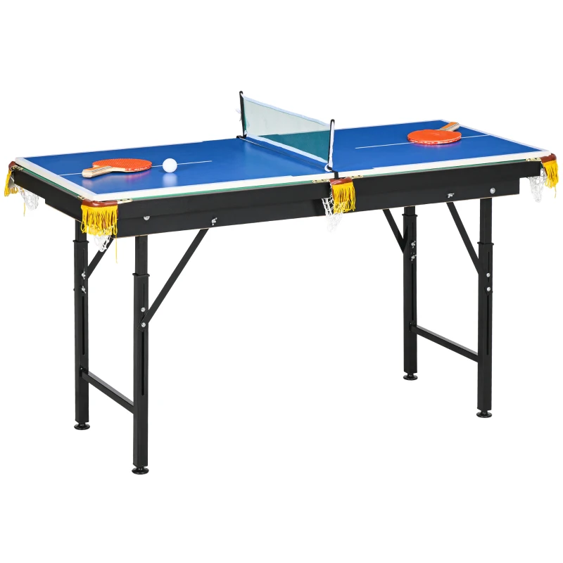 SPORTNOW Tavolo da Gioco Pieghevole 2 in 1 per Biliardo e Ping pong con Accessori Inclusi, 140x63x60-80 cm
