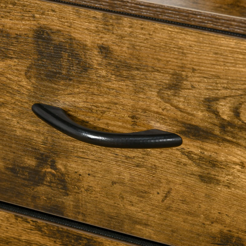 HOMCOM Meuble de rangement, commode, Buffet de rangement style industriel 4 tiroirs pliables 2 étagères acier et bois - 84 x 30 x 71,5 cm