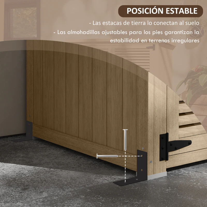 Outsunny Armario de Jardín 0,83 m² 127x65x168 cm con 2 Puertas de Persiana 2 Estantes 2 Asas y Techo Impermeable Natural