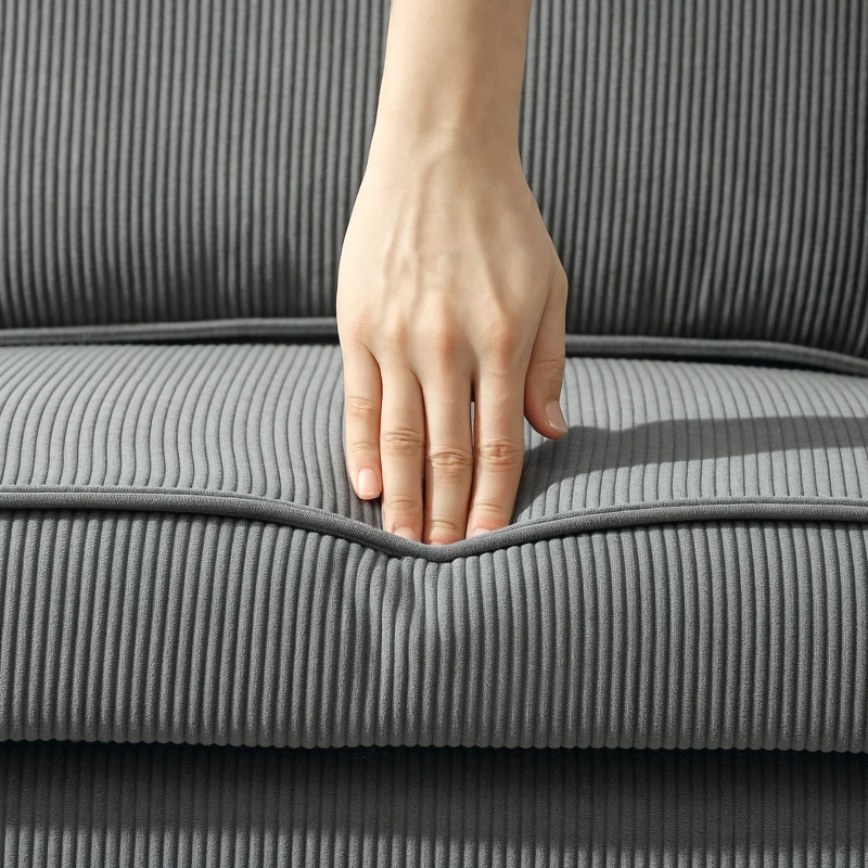 HOMCOM Divano 2 Posti con Spazio Contenitore e 2 Cuscini, in Tessuto Effetto Velluto e Legno, 140x63x79 cm, Grigio