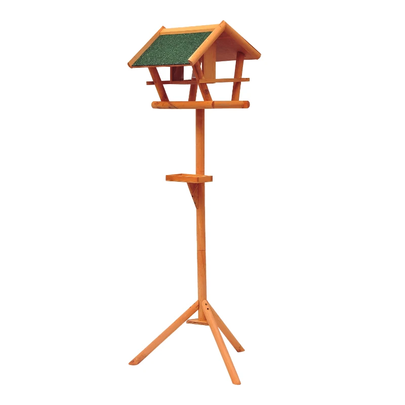 HOMCOM Mangeoire pour oiseaux sauvages sur Pied Abris à oiseaux nichoir a Plateau Station a Oiseaux Bois pour Exterieur 150cm