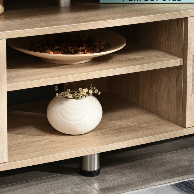 HOMCOM Mesa para TV para Televisores de hasta 55 Pulgadas  con 2 Puertas y 2 Estantes para Dormitorio 120x39,5x52 cm Roble