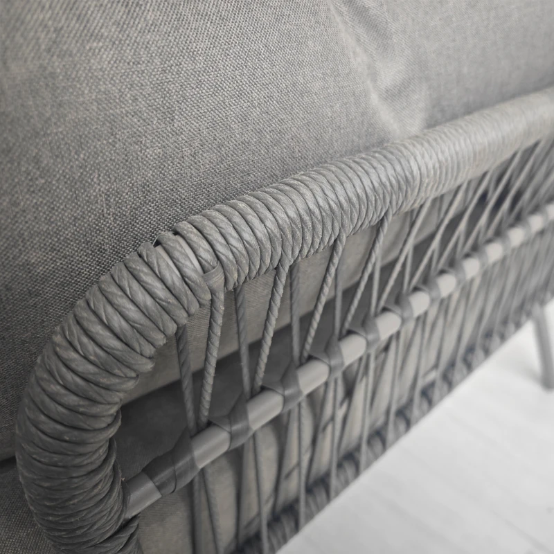 Outsunny Outdoor-Sitzgruppe, Ecksofa mit Beistelltisch, Polyrattan/Stahlrahmen, Hellgrau