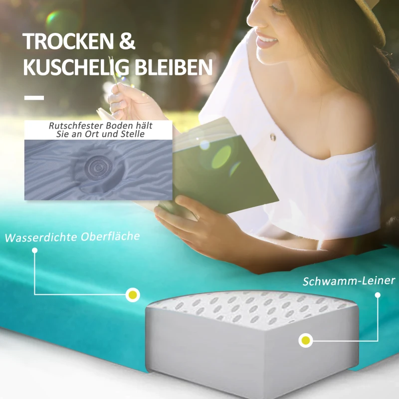 Outsunny Isomatte, für 2 Personen, selbstaufblasend, leicht, wasserabweisend, 192x135x3cm, Blau/Braun