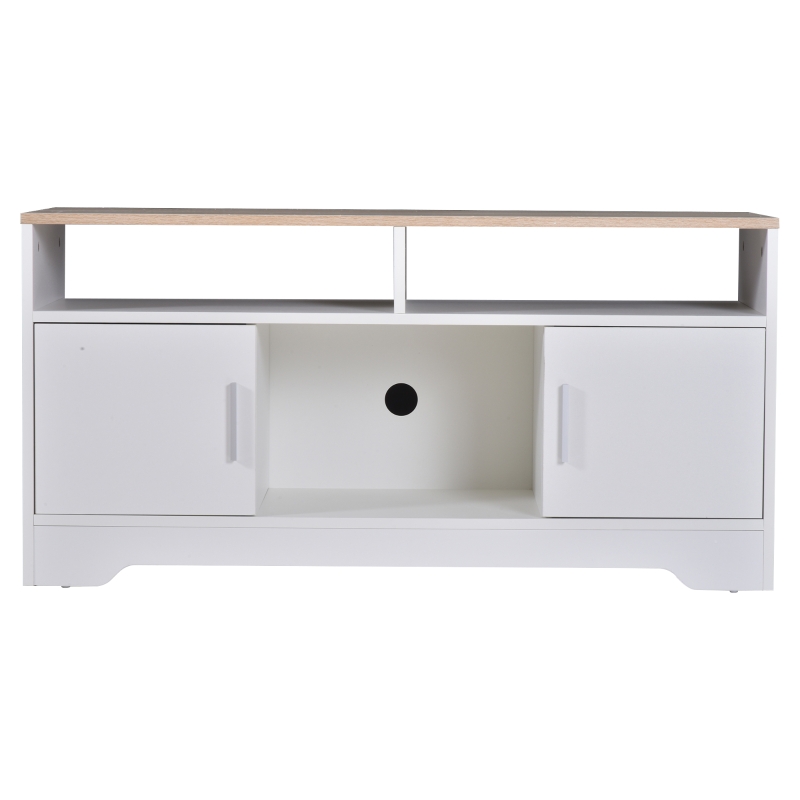 HOMCOM Mueble para Televisor Mesa para TV de Salón con Gran Espacio de Almacenaje con Estantes Abiertos 105x40x52 cm Blanco(m-7)