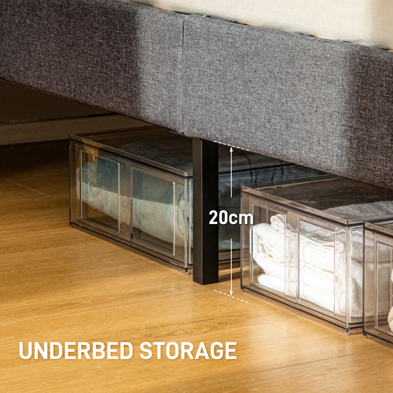 HOMCOM Double Bed Frame with 5-Level Adjustable Linen Upholstered Headboard 145W x 196D x 120Hcm, Grey