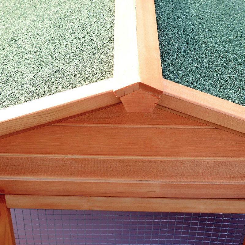 PawHut Conejera de Madera 309x79x86 cm Conejera Exterior Grande para 2-4 Conejos 2 Corrales Bandeja Extraíble Techo Asfáltico