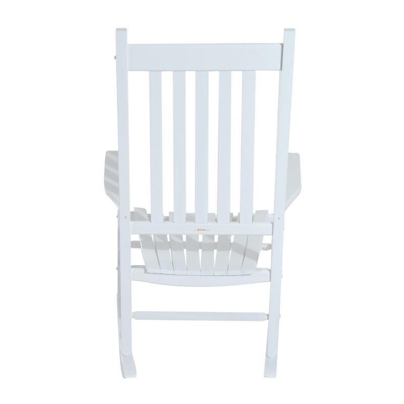Outsunny Outdoor Porch Rocking Chair Armchair Wooden Patio Rocker Balcony Deck Garden Seat White