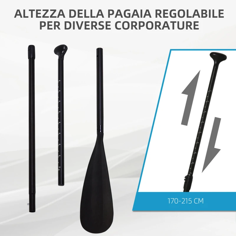 HOMCOM Tavola SUP Gonfiabile Stand Up Paddle con Pagaia Regolabile, Tavola da Surf con Accessori Inclusi, Blu 305x76x10cm