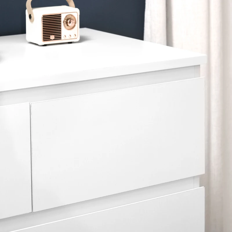 HOMCOM Cómoda con 6 Cajones Cajonera de Madera de Estilo Moderno para Dormitorio Entrada Salón 80x39x115 cm Blanco(m-7)