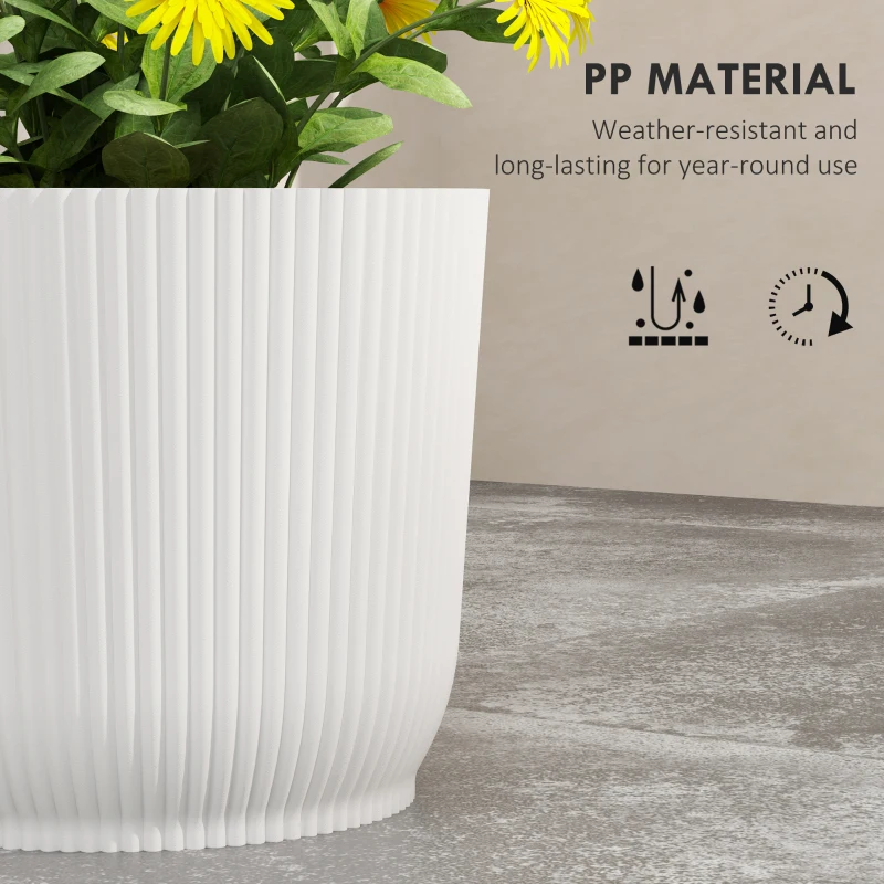 Outsunny Set of Three Ф22cm Planters - White