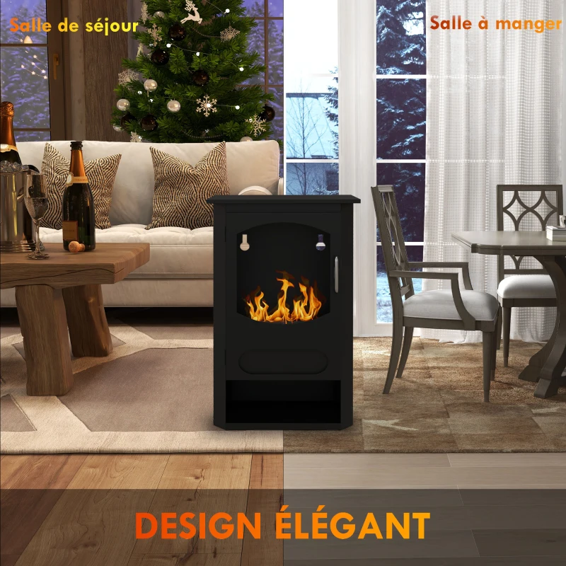 HOMCOM Cheminée à l'éthanol sur pieds réservoir 1,2L environ 3h de durée de combustion couverture 20-25 m² 43 x 25 x 68 cm noir(m-7)