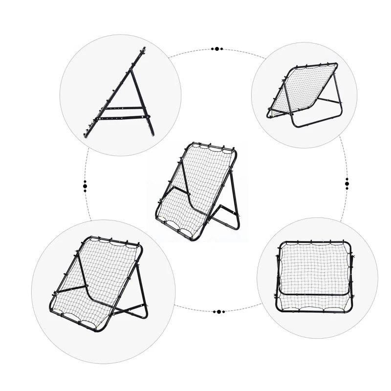 HOMCOM Adjustable Rebounder Net Kickback Target Goal for Teens Adults Training, Black